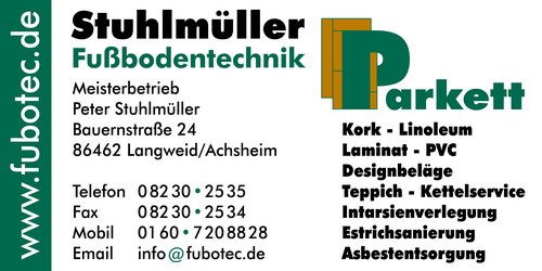 Fu&#223;bodentechnik Parkett
Peter Stuhlm&#252;ller Logo