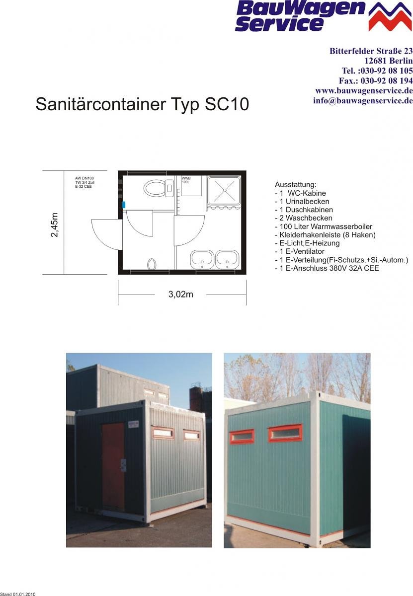 Sanitärcontainer SC10 für Herren