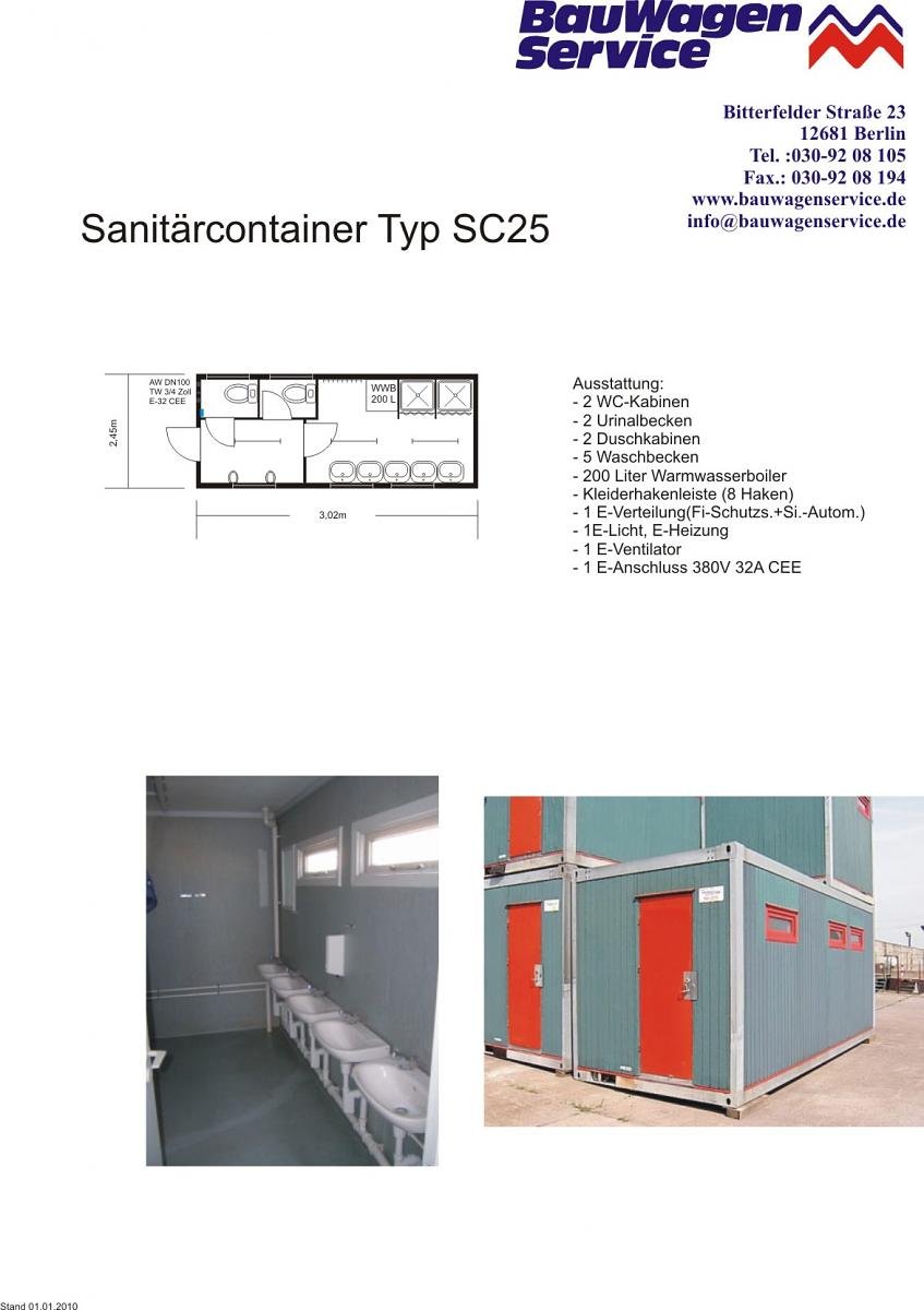 Sanitärcontainer SC10 für Herren